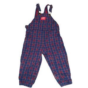 Vintage OshKosh B’Gosh Vestbak 90’s Navy Red Wagon Print Baby Boy’s Overalls 24M